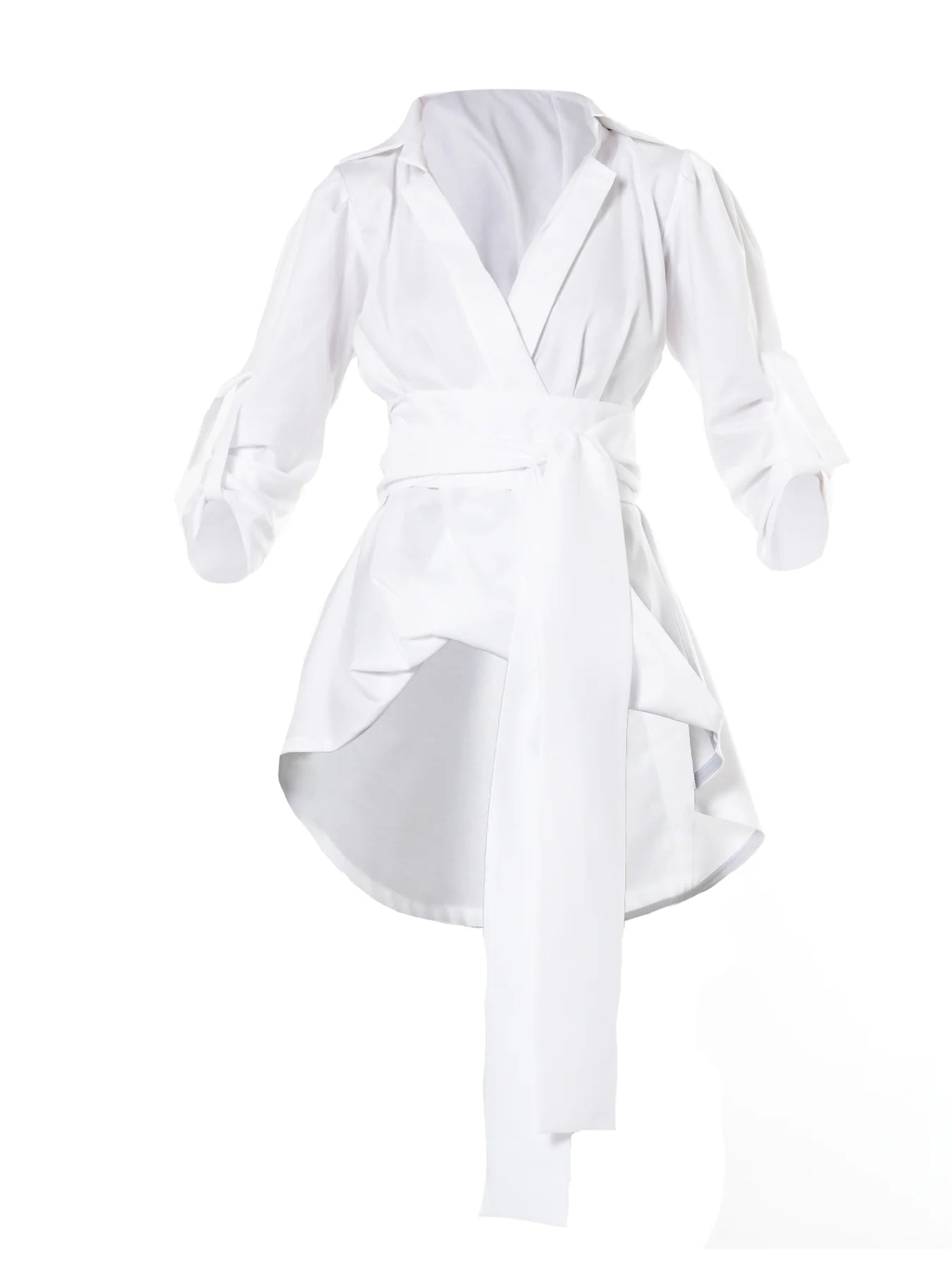 Women’s Oversized Belted Cotton White Shirt