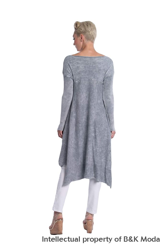 1603: High Low Mineral Wash Tunic Knits