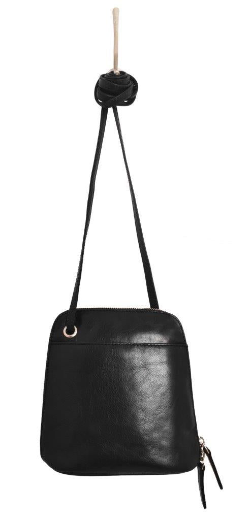 Crossbody Mini Leather Bag, Black