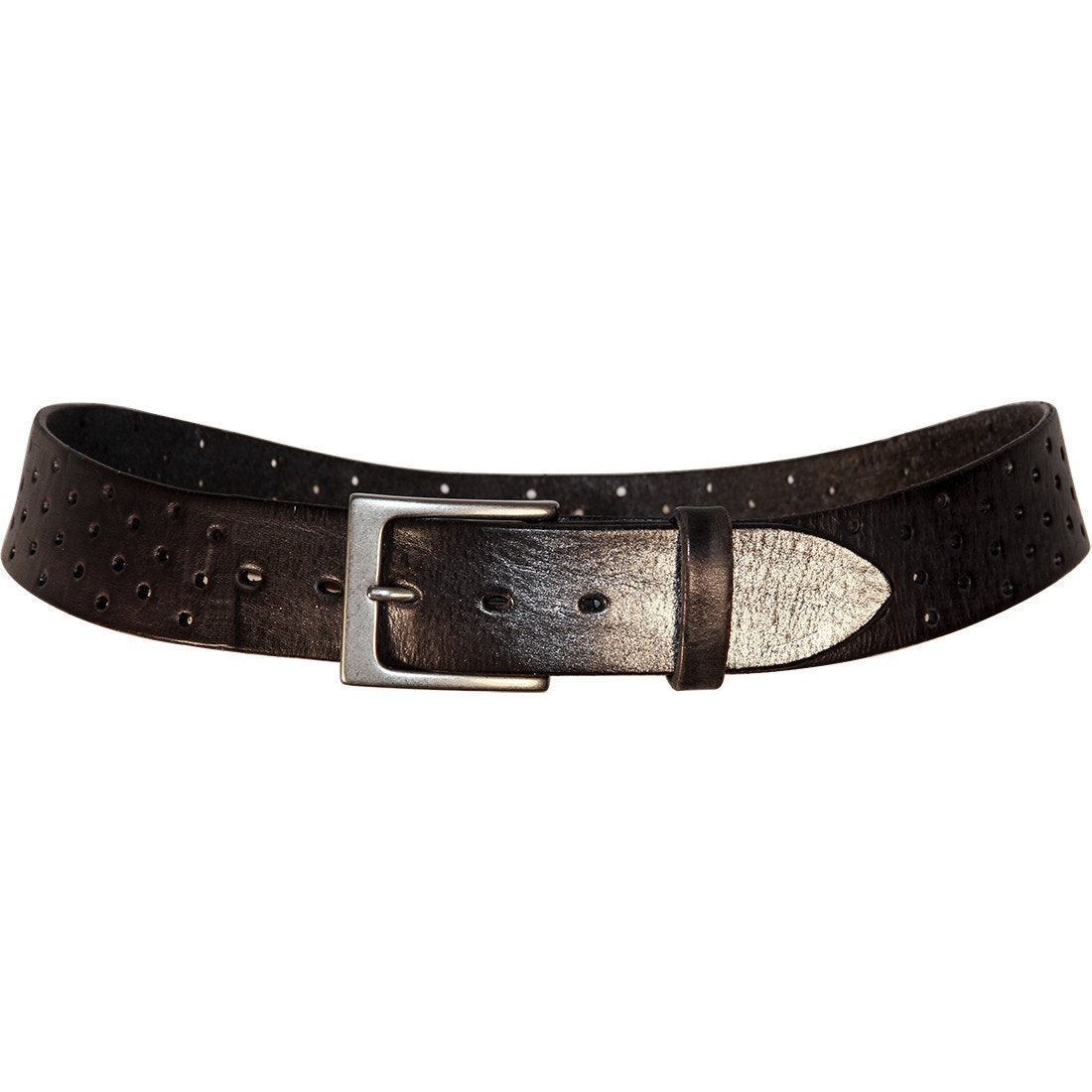 Curved Handmade Leather Belts, Perforata Grey