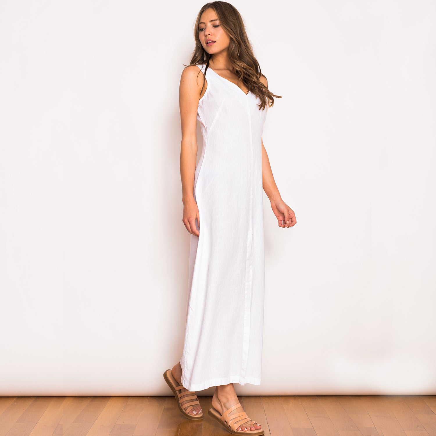 long white linen dress Summer Season Linen Blend Maxi Dress | White | Womens