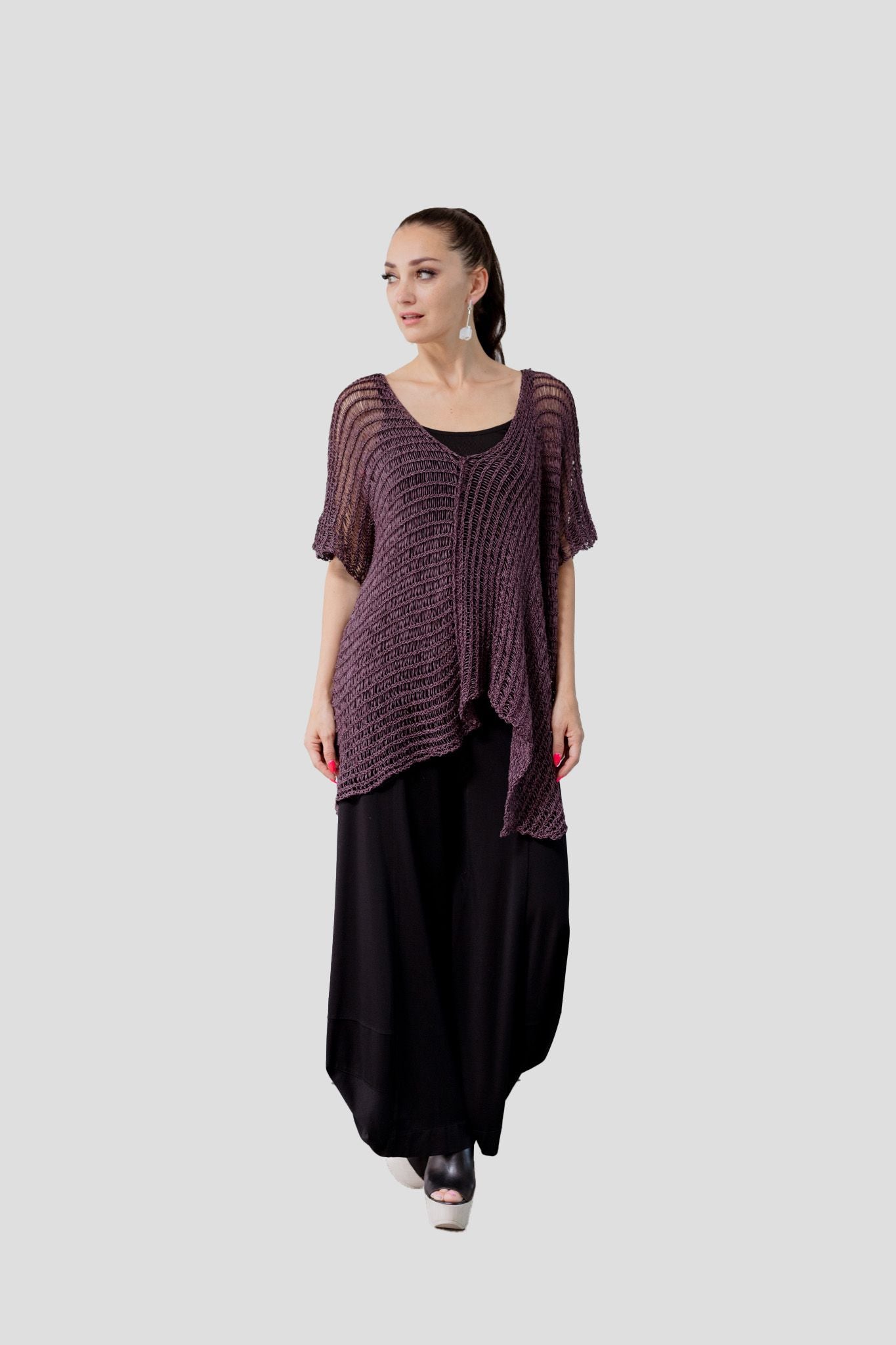 Open Weave Knit Pullover