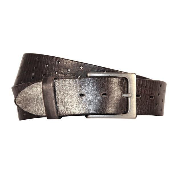 Curved Handmade Leather Belts, Perforata Grey