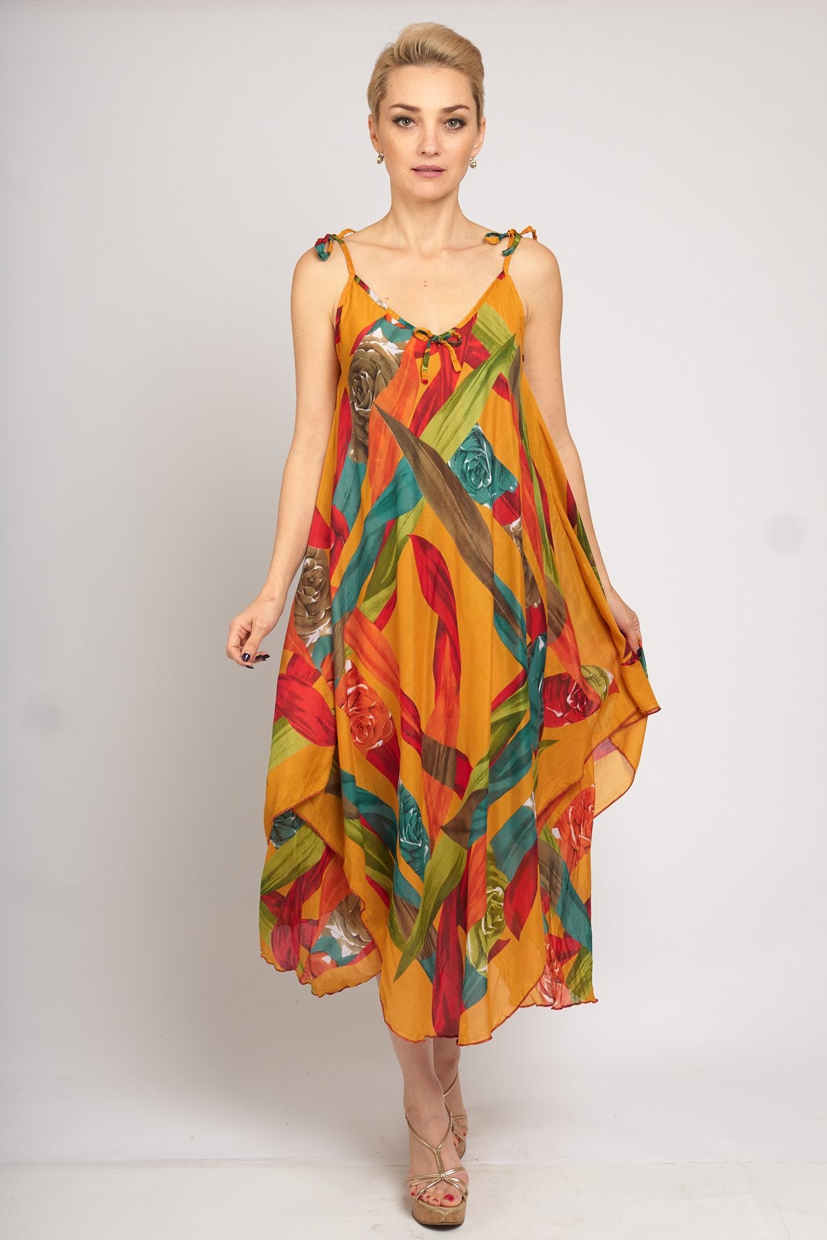 6150 Handkerchief Geometric Print Dress